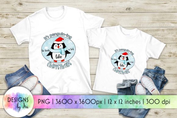 Christmas Penguin Graphic for Crafts and Branding