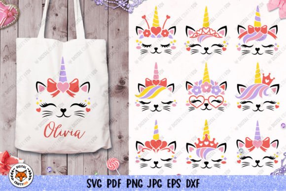 Cute Cat Unicorn Graphics for Crafts and Design