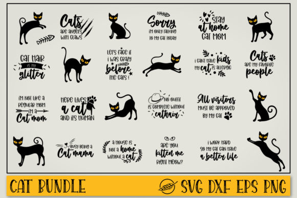 Funny Cat Graphics for Crafts and Branding