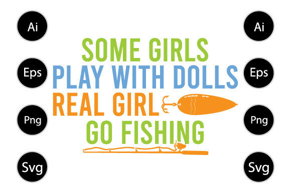 Real Girl Go Fishing Graphics for Crafts Projects
